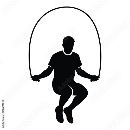 Silhouette of person jumping rope dynamic action sport fitness silhouette silhouette