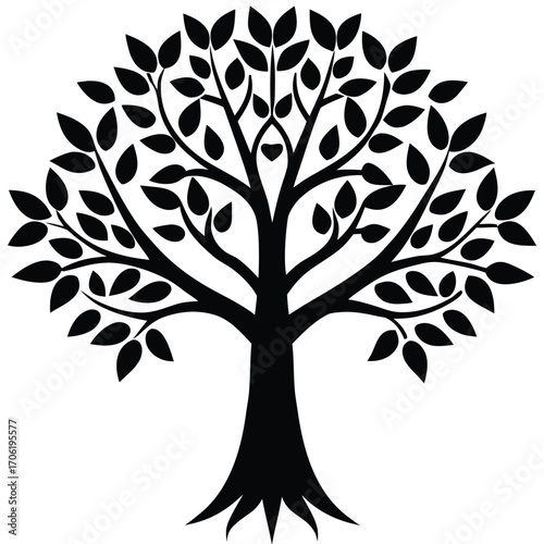tree of life heart shaped branches isolated on white background