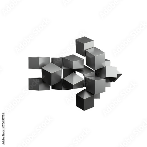 Abstract Geometric Cube Cluster on Black Background Modern Design Element Stock Photo