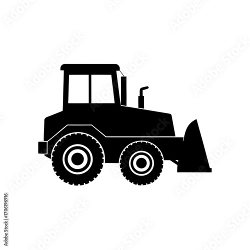 Silhouette of a bulldozer on transparent background