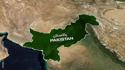 Satellite map of pakistan with country name clearly labeled