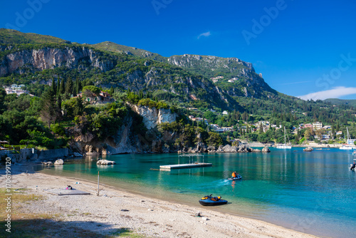 Picturesque scenery by the Ionian Sea on the Greek island of Corfu, Greece, background or wallpaper for your project