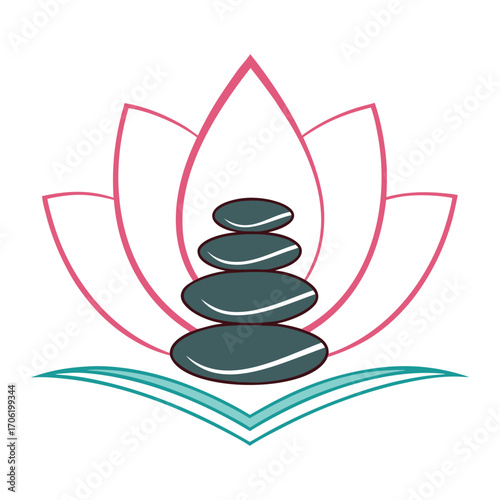 Serene Lotus & Zen Stones Wellness Logo Vector
