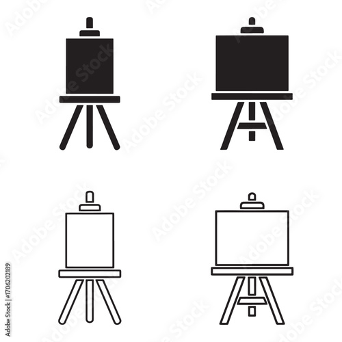 Easel Canvas Board Art Icon Set