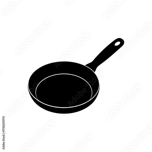 Isolated frying pan view on transparent background silhouette