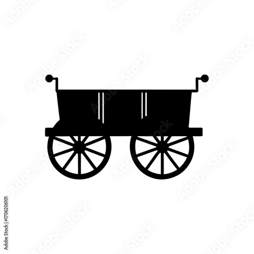 Silhouette of a wagon art on transparent background