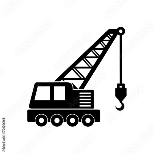 Crane machine black icon on transparent background silhouette
