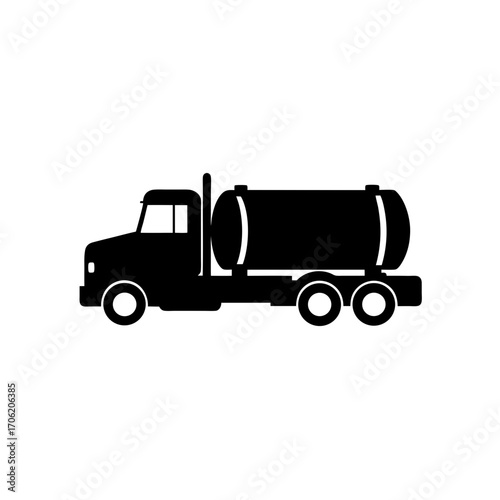 Silhouette of a tanker truck on transparent background