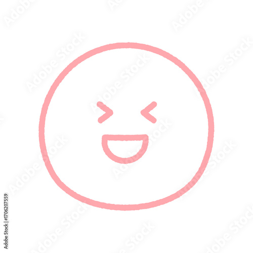 口を開けて笑っている顔の手書きの絵文字｜爆笑･大笑い、嬉しい、喜んでいる表情のアイコン･イラスト