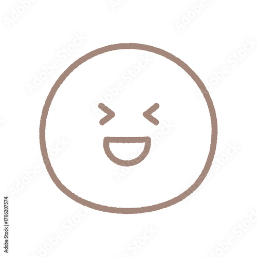 口を開けて笑っている顔の手書きの絵文字｜爆笑･大笑い、嬉しい、喜んでいる表情のアイコン･イラスト