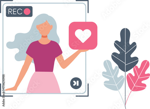 Content creator sharing positivity and love online through social media video
