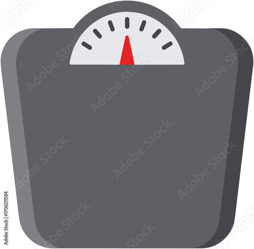 Analog bathroom scale illustration in shades of gray on white background