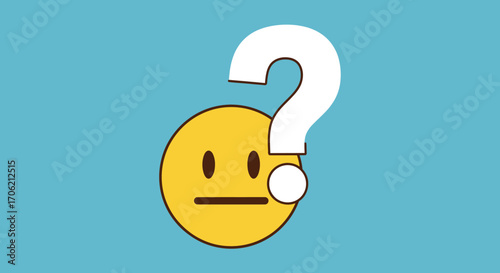 A yellow emoticon with a question mark, conveying a state of uncertainty.