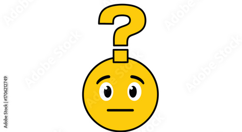 A cartoon character with a questioning expression, featuring a yellow face and a question mark.