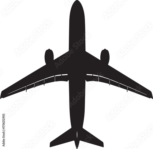airplan silhouette on white background