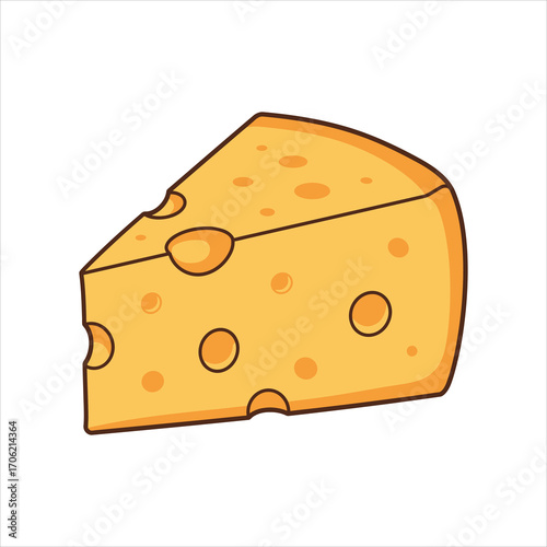A wedge of Swiss cheese, illustrated with cartoon-style simplicity, showing holes and a yellowish hue.