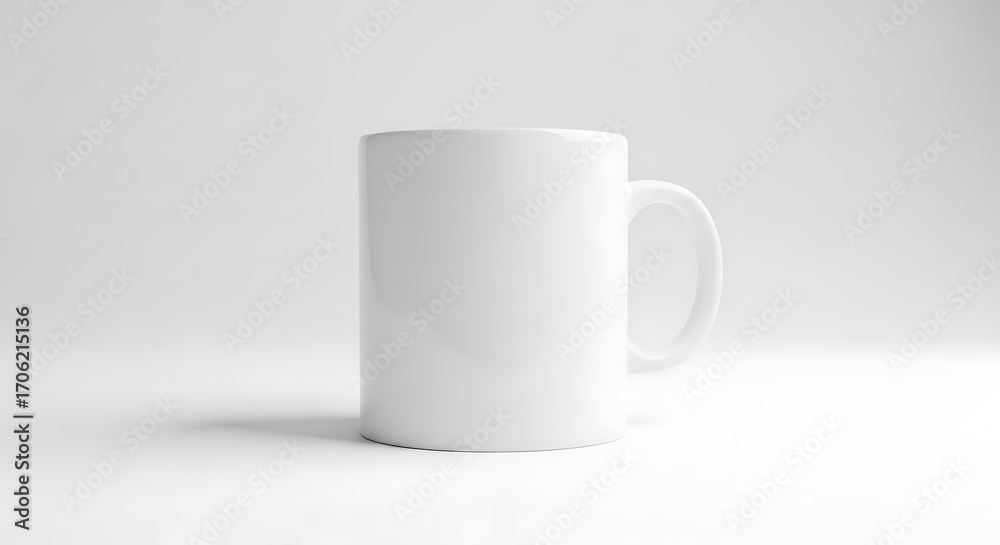Fototapeta premium Single white ceramic mug isolated on white background