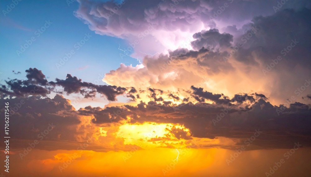 Fototapeta premium Colorful Sunset Behind Storm Clouds