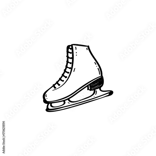 Ice skates hand drawn illustration. Figure skating vector icon
