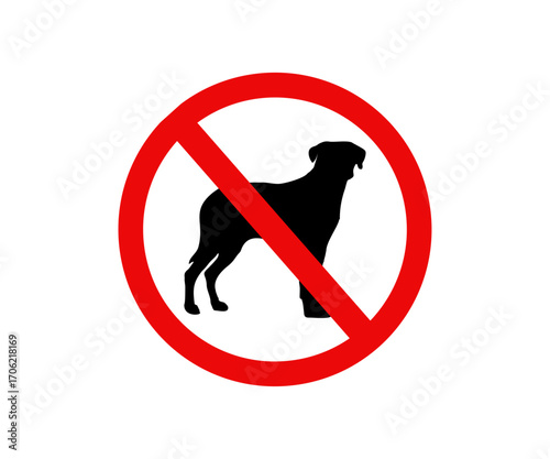 No dogs allowed sign icon. Pet restriction symbol. Warning icon for public places. Dog prohibition concept vector design and illustration.


