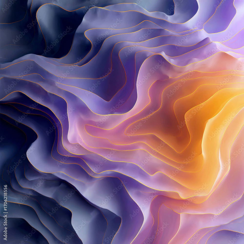 Fototapeta premium Abstract Flowing Waves in Purple and Orange
