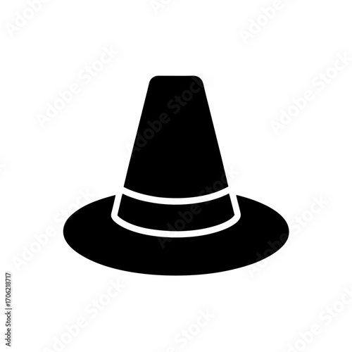 Simple black pilgrim hat on transparent background silhouette