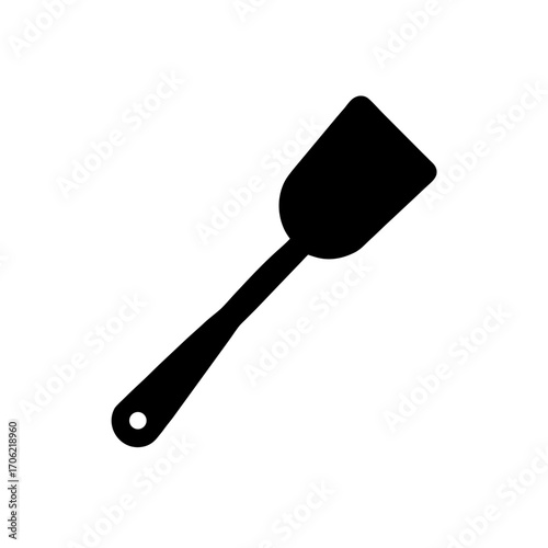 Isolated black spatula on transparent background silhouette