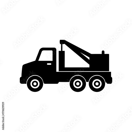 Silhouette of a tow truck on transparent background