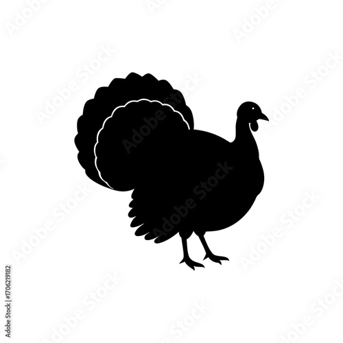 Silhouette of a turkey on transparent background