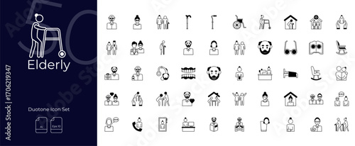 Collection of Eldery Duotone Icon Set.