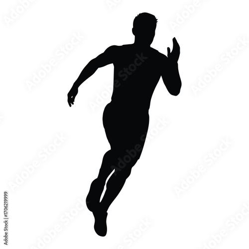 Dynamic silhouette of a runner in mid-stride capturing athletic motion and speed silhouette