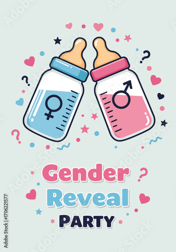 Digital vector illustration gender reveal party