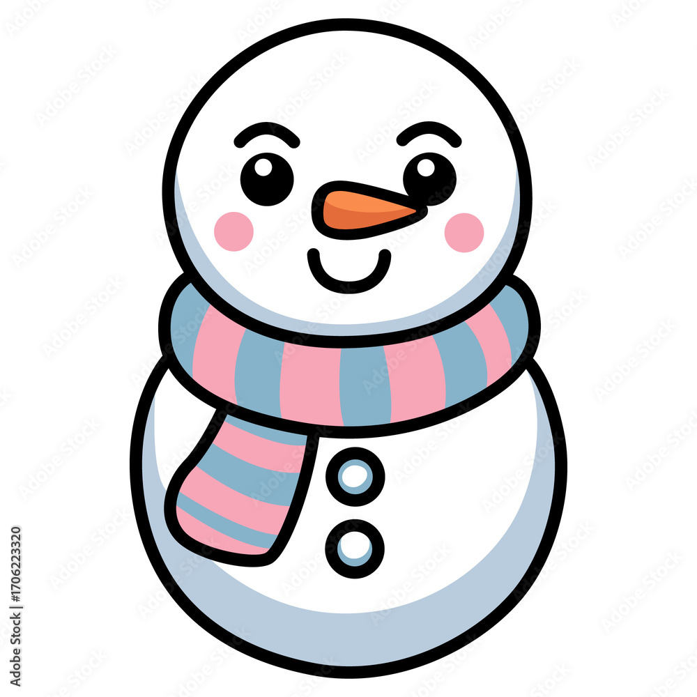 Fototapeta premium Snowman with a scarf, Christmas Icon, SVG. Cricut, vector, illustration, Christmas