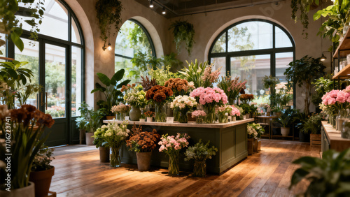 Spacious Flower Shop with Abundant Greenery
