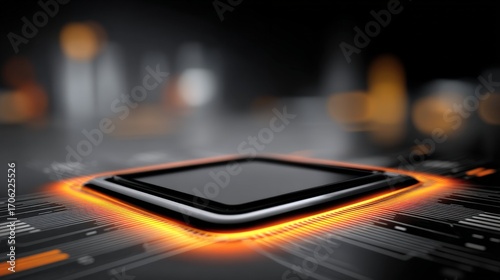 Futuristic Technology Interface Displaying Glowing Design Digital Environment Visual Content High-Tech Viewpoint