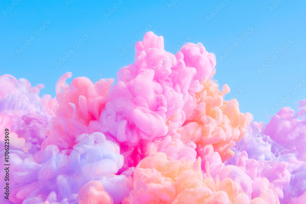 Fototapeta premium A mesmerizing abstract image of ink motion showing a beautiful gradient from pink to orange