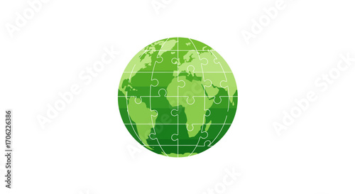 Earth puzzle globe: green environmental concept with jigsaw design