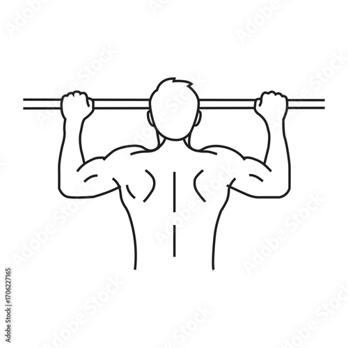 Vector art of man doing a pullup on a bar