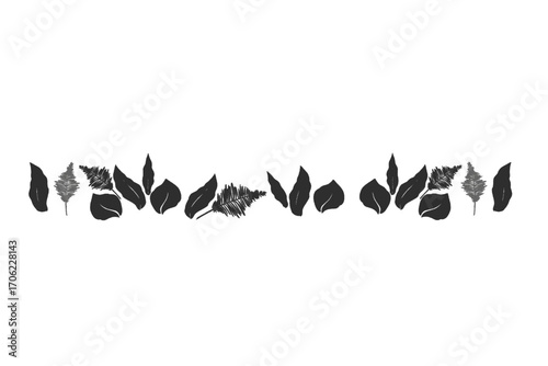 collection of silhouettes of ornamental plant leaves