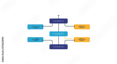 Colorful flowchart diagram with node and connector design on white background