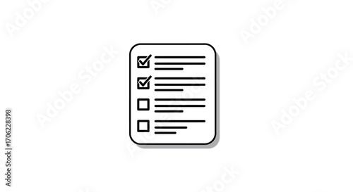 Minimalist checklist icon with shadow effect for task management and organiza…