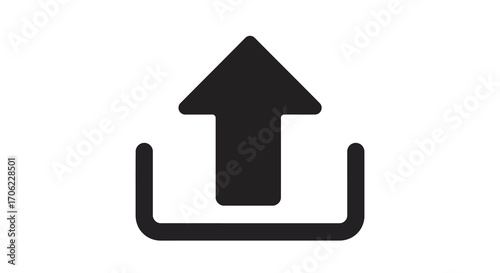 Minimalist black upload icon with upward arrow