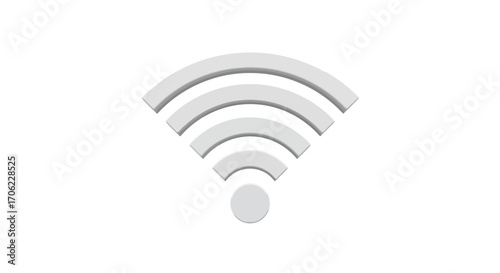 Minimalist white 3d wifi icon on clean background for technology themes