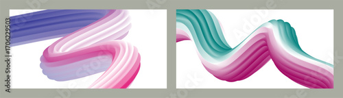 Abstract volumetric background. Cords. set of two illustrations. Toothpaste in a tube. Minimalism. Creative modern background. Cover design, wallpaper, background. eps vector.