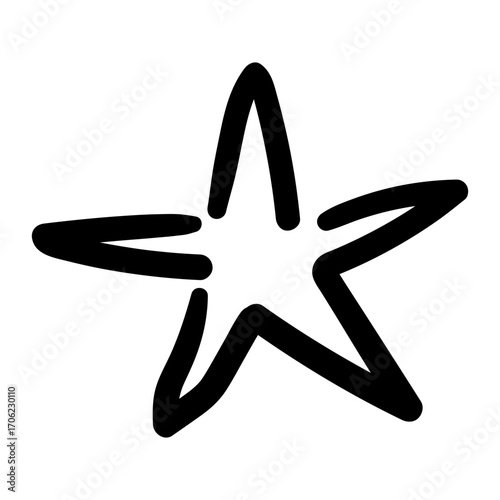 Cute Star Sketch, Black and White Illustration. Doodle vector illustration for wedding design, logo and greeting card.