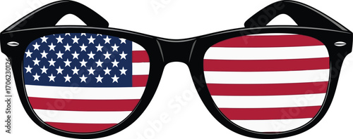 Vector art of black framed sunglasses with american flag lenses