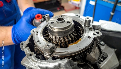 Close-up of automotive transmission repair