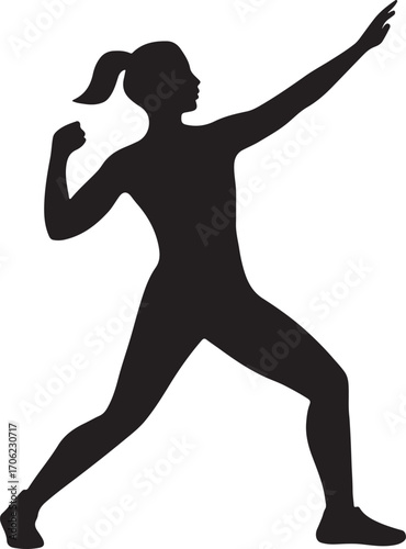 Sportswoman silhouette icon vector, athletic female symbol design for fitness, training, and activity.