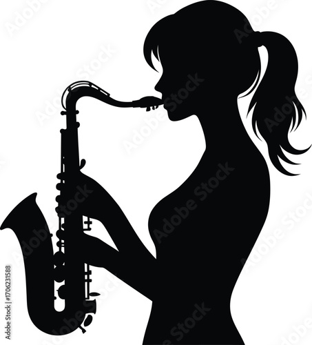 Silhouette of Saxophonist A Minimalist Music Illustration