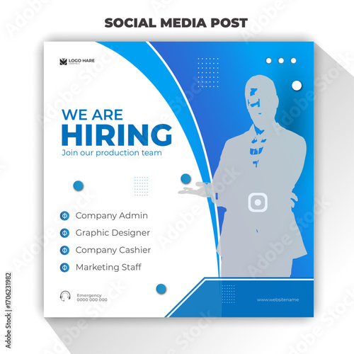 We are hiring join our production team social media post design template